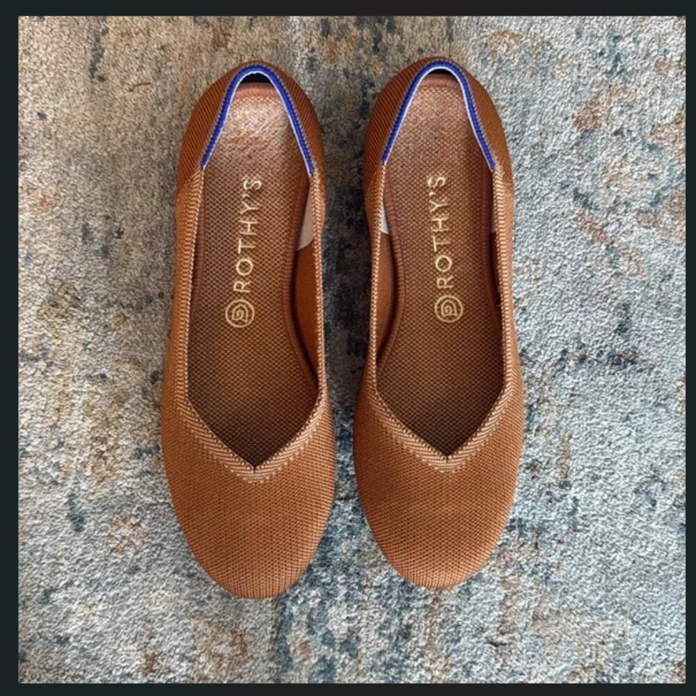 Rothy's fawn women's brown slip on round toe ballet flats shoes size 8.5